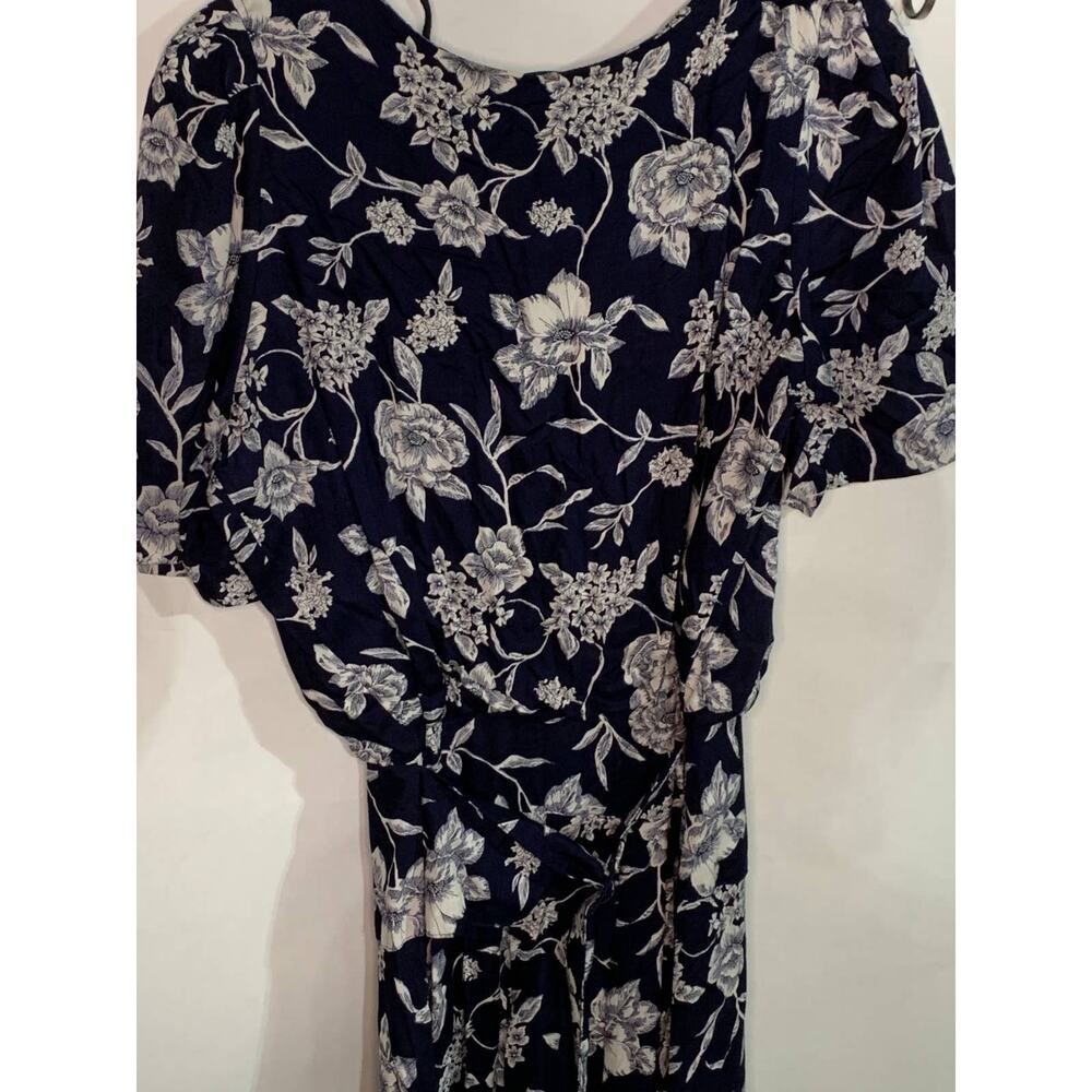 Lisa II vintage front tie dress 16 blue floral back button cottage core teacher - Picture 3 of 7